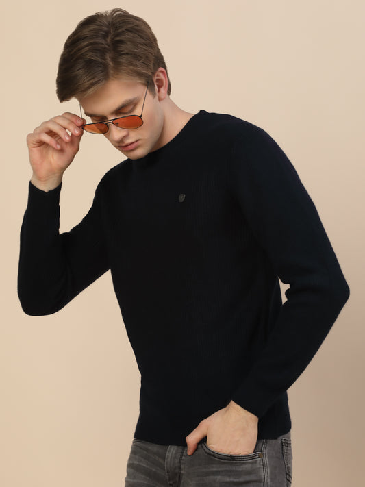Sweater for Men | Winter Wear Acrylic Fabric Pull-On Closure Round Neck Regular Fit Self Design Pattern
