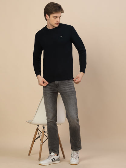 Sweater for Men | Winter Wear Acrylic Fabric Pull-On Closure Round Neck Regular Fit Self Design Pattern