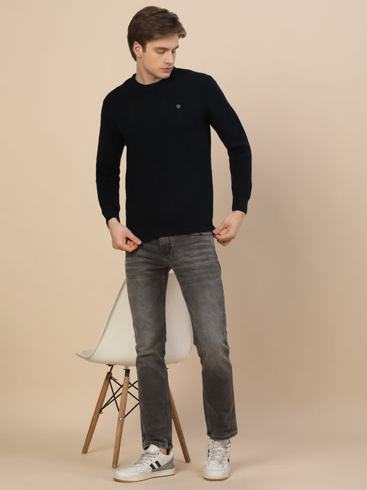 Sweater for Men | Winter Wear Acrylic Fabric Pull-On Closure Round Neck Regular Fit Self Design Pattern