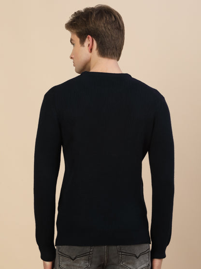 Sweater for Men | Winter Wear Acrylic Fabric Pull-On Closure Round Neck Regular Fit Self Design Pattern