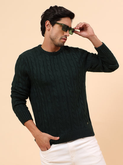Sweater for Men | Winter Wear Acrylic Fabric Pull-On Closure Round Neck Regular Fit Self Design Pattern