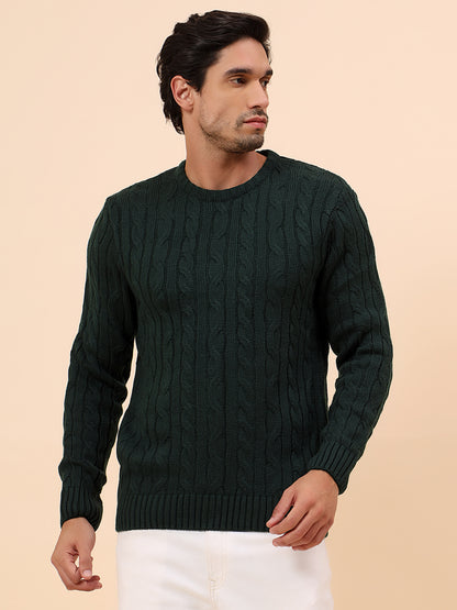 Sweater for Men | Winter Wear Acrylic Fabric Pull-On Closure Round Neck Regular Fit Self Design Pattern