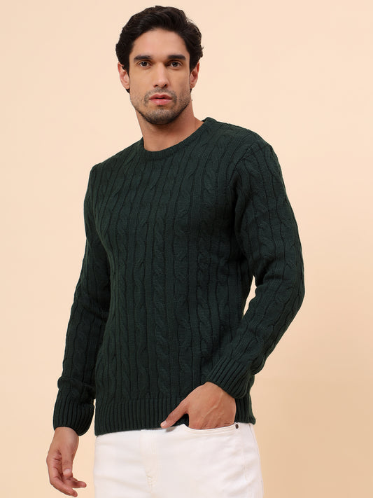 Sweater for Men | Winter Wear Acrylic Fabric Pull-On Closure Round Neck Regular Fit Self Design Pattern
