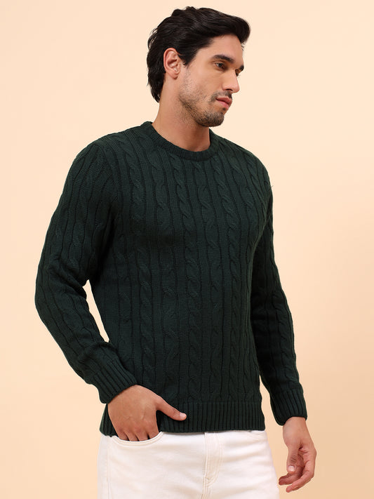 Sweater for Men | Winter Wear Acrylic Fabric Pull-On Closure Round Neck Regular Fit Self Design Pattern