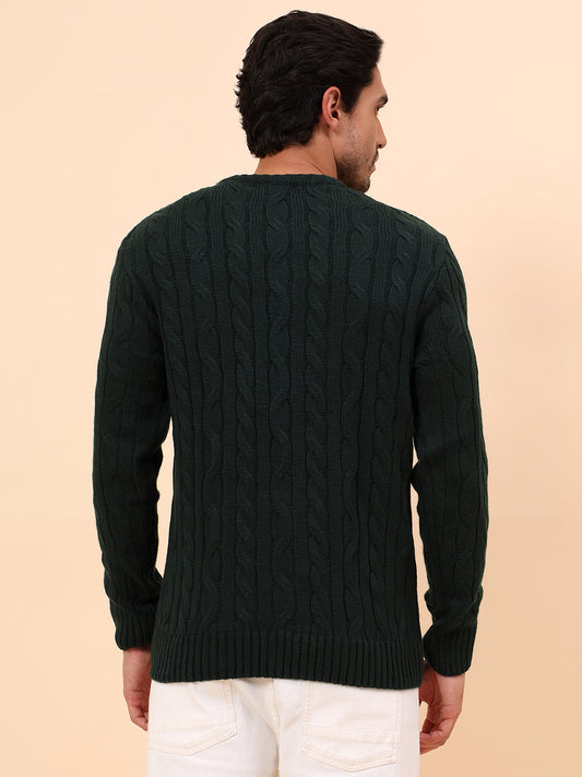 Sweater for Men | Winter Wear Acrylic Fabric Pull-On Closure Round Neck Regular Fit Self Design Pattern