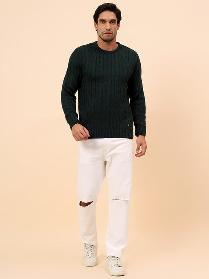 Sweater for Men | Winter Wear Acrylic Fabric Pull-On Closure Round Neck Regular Fit Self Design Pattern