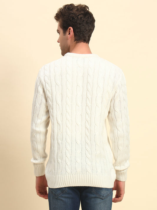 Sweater for Men | Winter Wear Acrylic Fabric Pull-On Closure Round Neck Regular Fit Self Design Pattern