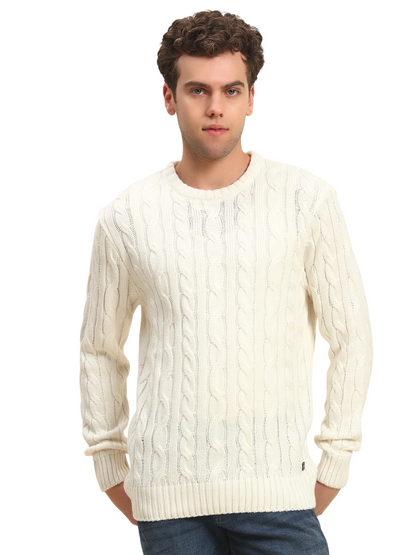 Sweater for Men | Winter Wear Acrylic Fabric Pull-On Closure Round Neck Regular Fit Self Design Pattern