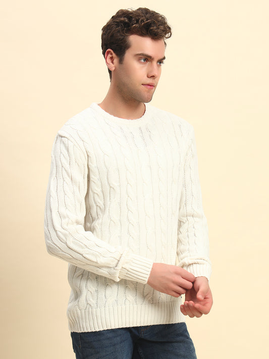 Sweater for Men | Winter Wear Acrylic Fabric Pull-On Closure Round Neck Regular Fit Self Design Pattern