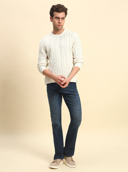 Sweater for Men | Winter Wear Acrylic Fabric Pull-On Closure Round Neck Regular Fit Self Design Pattern