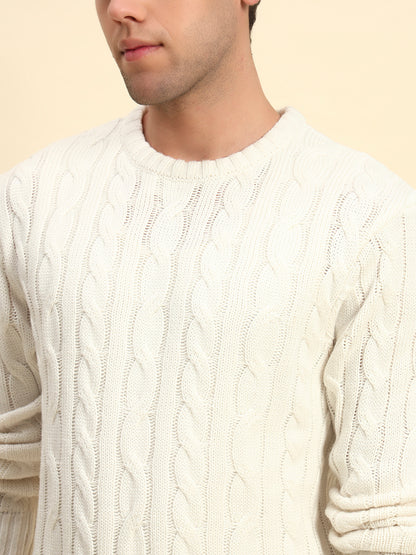Sweater for Men | Winter Wear Acrylic Fabric Pull-On Closure Round Neck Regular Fit Self Design Pattern