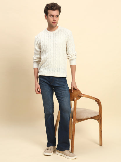 Sweater for Men | Winter Wear Acrylic Fabric Pull-On Closure Round Neck Regular Fit Self Design Pattern
