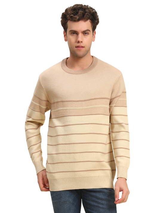 Sweater for Men | Winter Wear Acrylic Fabric Pull-On Closure Round Neck Regular Fit Striped Pattern