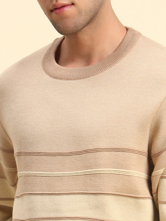 Sweater for Men | Winter Wear Acrylic Fabric Pull-On Closure Round Neck Regular Fit Striped Pattern