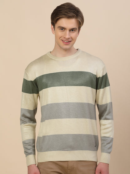 Sweater for Men | Winter Wear Fancy Fabric Pull-On Closure Round Neck Regular Fit Colour Block Pattern