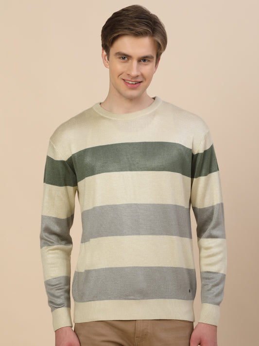 Sweater for Men | Winter Wear Fancy Fabric Pull-On Closure Round Neck Regular Fit Colour Block Pattern
