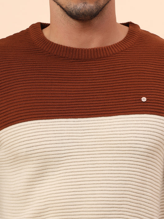 Sweater for Men | Winter Wear Fancy Fabric Pull-On Closure Round Neck Regular Fit Striped Pattern