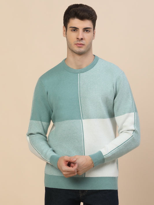 Sweater for Men | Winter Wear Fancy Fabric Pull-On Closure Round Neck Regular Fit Colour Block Pattern