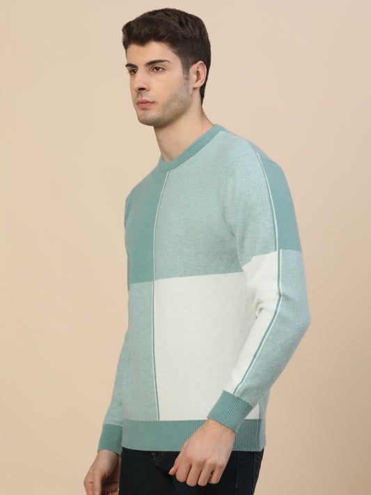 Sweater for Men | Winter Wear Fancy Fabric Pull-On Closure Round Neck Regular Fit Colour Block Pattern