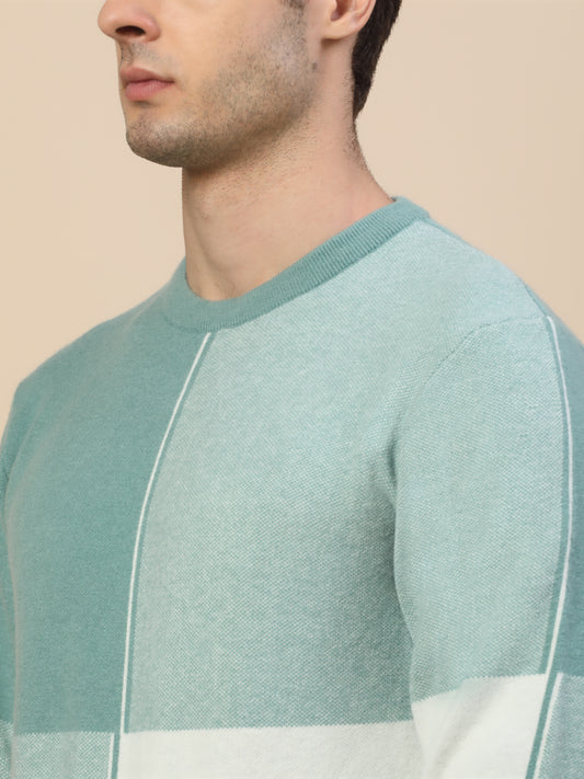 Sweater for Men | Winter Wear Fancy Fabric Pull-On Closure Round Neck Regular Fit Colour Block Pattern