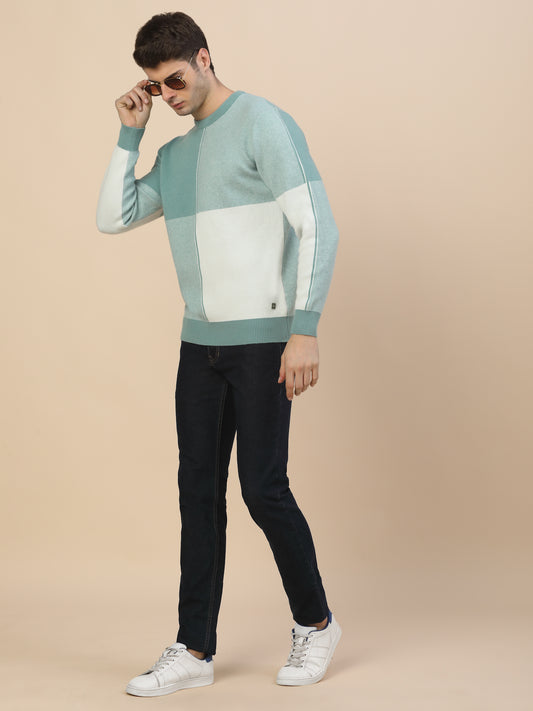 Sweater for Men | Winter Wear Fancy Fabric Pull-On Closure Round Neck Regular Fit Colour Block Pattern
