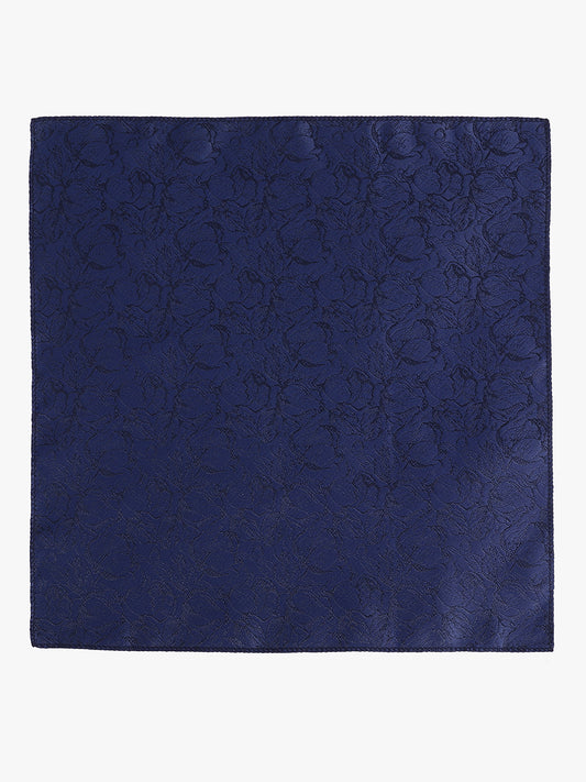 Men's Navy Blue Printed Tie With Pocket Square Set