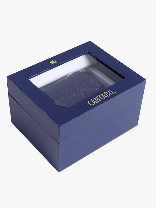 Men's Navy Blue Printed Tie With Pocket Square Set