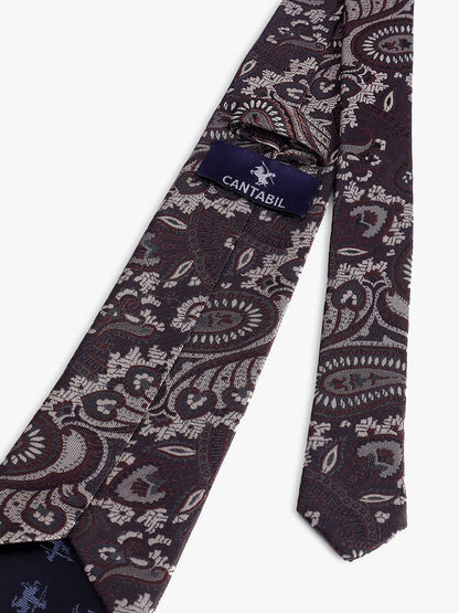 Men's Navy Blue Printed Tie With Pocket Square Set