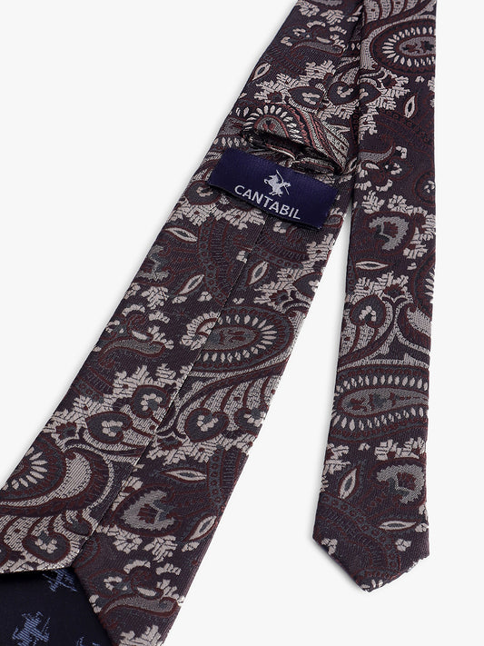 Men's Navy Blue Printed Tie With Pocket Square Set