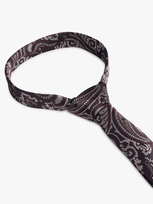 Men's Navy Blue Printed Tie With Pocket Square Set