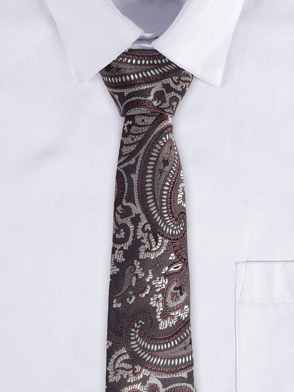 Men's Navy Blue Printed Tie With Pocket Square Set