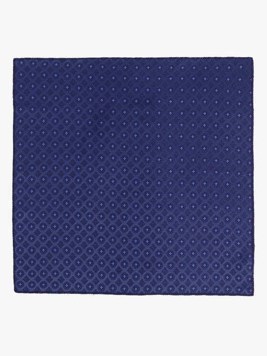 Men's Navy Blue Printed Tie With Pocket Square Set