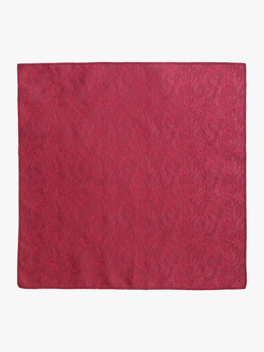 Men's Wine Printed Tie With Pocket Square Set