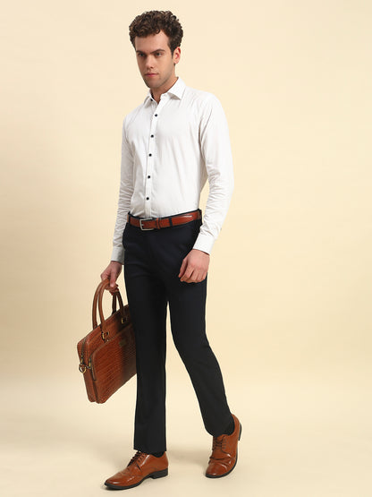 Formal Trouser for Men l Breathable & Soft with Color Fastness Regular Fit Poly Viscose Fabric Solid Pattern Hook & Bar Closure