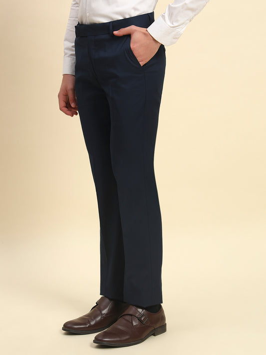 Formal Trouser for Men l Breathable & Soft with Color Fastness Regular Fit Poly Viscose Fabric Solid Pattern Hook & Bar Closure