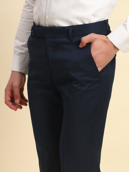 Formal Trouser for Men l Breathable & Soft with Color Fastness Regular Fit Poly Viscose Fabric Solid Pattern Hook & Bar Closure