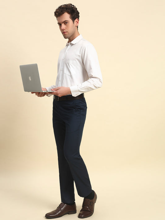 Formal Trouser for Men l Breathable & Soft with Color Fastness Regular Fit Poly Viscose Fabric Solid Pattern Hook & Bar Closure