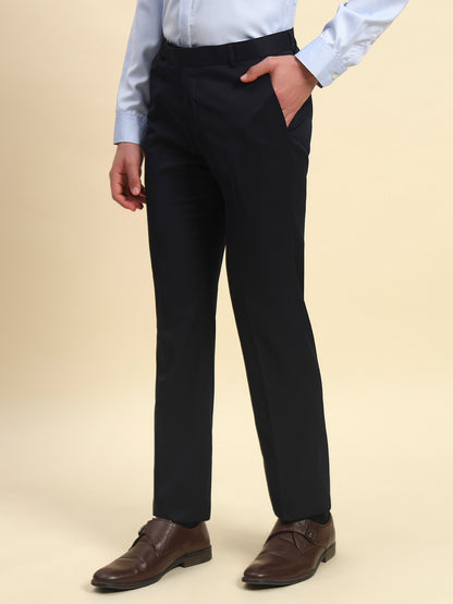 Formal Trouser for Men l Breathable & Soft with Color Fastness Regular Fit Poly Viscose Fabric Solid Pattern Hook & Bar Closure