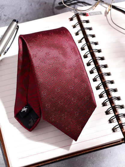 Men's Self Design Maroon Regular Broad