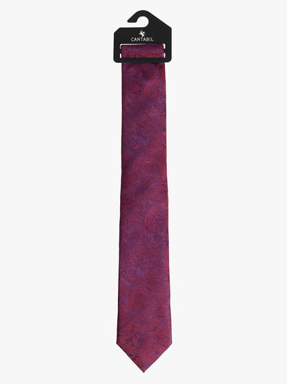 Men's Maroon Paisley Printed Broad Tie