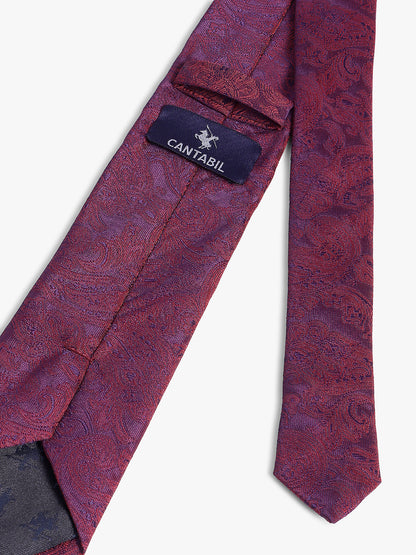 Men's Maroon Paisley Printed Broad Tie