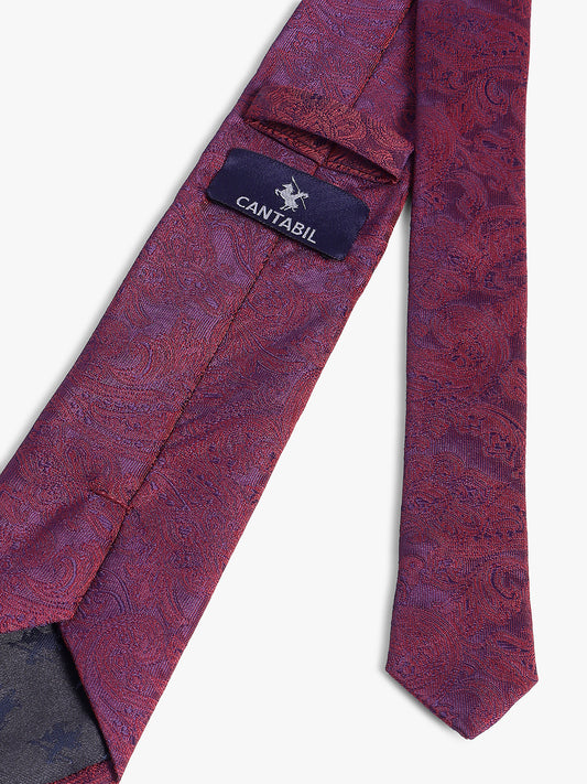 Men's Maroon Paisley Printed Broad Tie