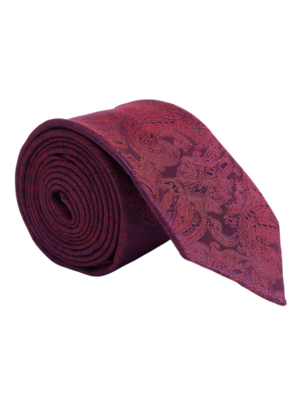 Men's Maroon Paisley Printed Broad Tie