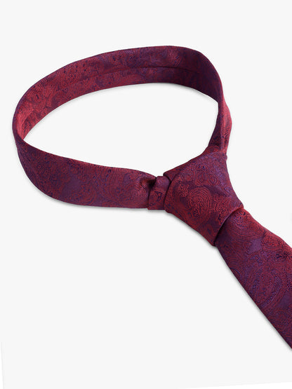 Men's Maroon Paisley Printed Broad Tie