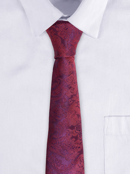 Men's Maroon Paisley Printed Broad Tie
