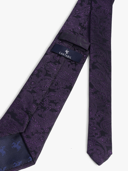 Men's Purple Floral Printed Broad Tie