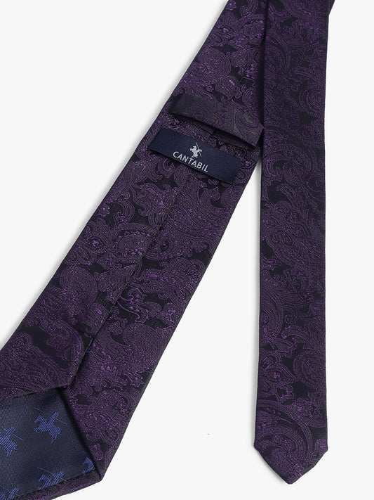 Men's Purple Floral Printed Broad Tie