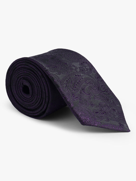 Men's Purple Floral Printed Broad Tie
