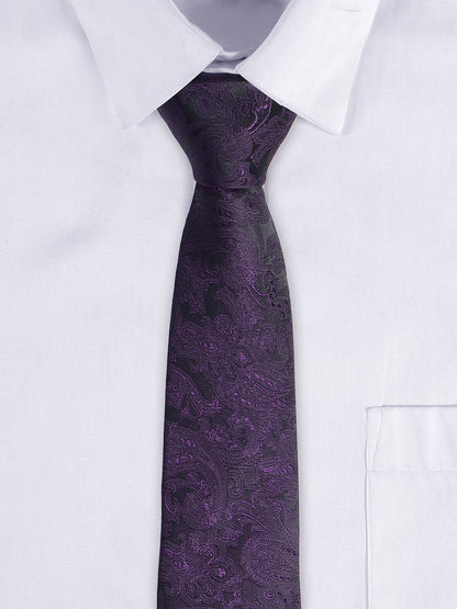 Men's Purple Floral Printed Broad Tie