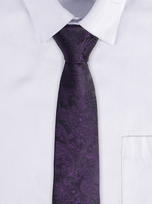 Men's Purple Floral Printed Broad Tie